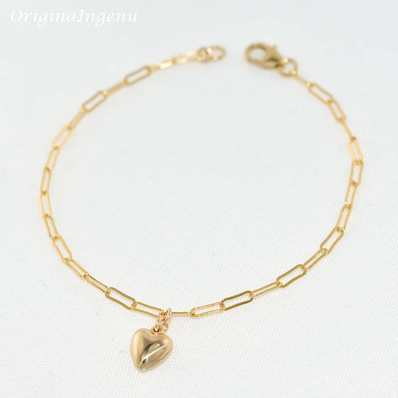 Gold Filled Heart-shaped Bracelet Handmade Anklets for Women.