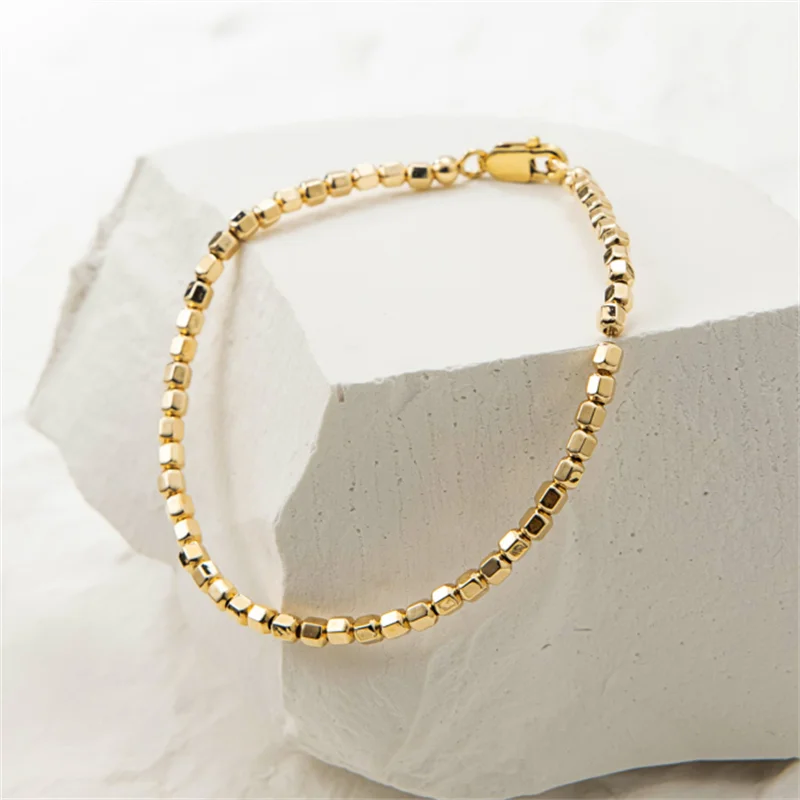 14K Gold Filled Bead Bracelet Handmade Tarnish Resistant for Women.