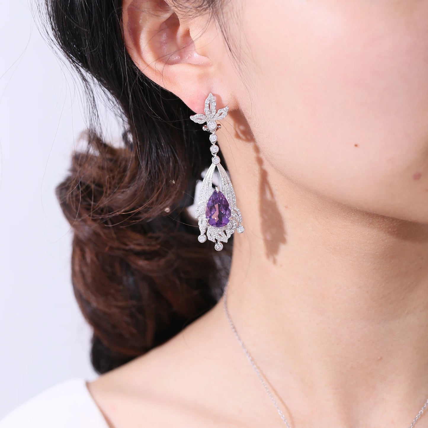 Amethyst Statement Earrings in 925 Sterling Silver Chandelier Earrings