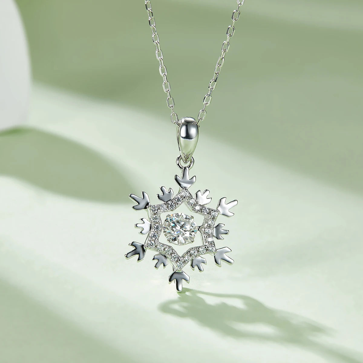 Women's Silver Snowflake Moissanite Diamond Necklace