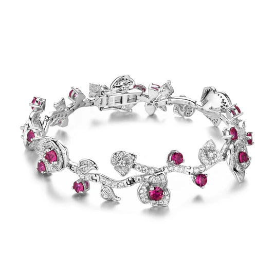 925 Sterling Silver Gold Plated Rose Charms White Bracelets
