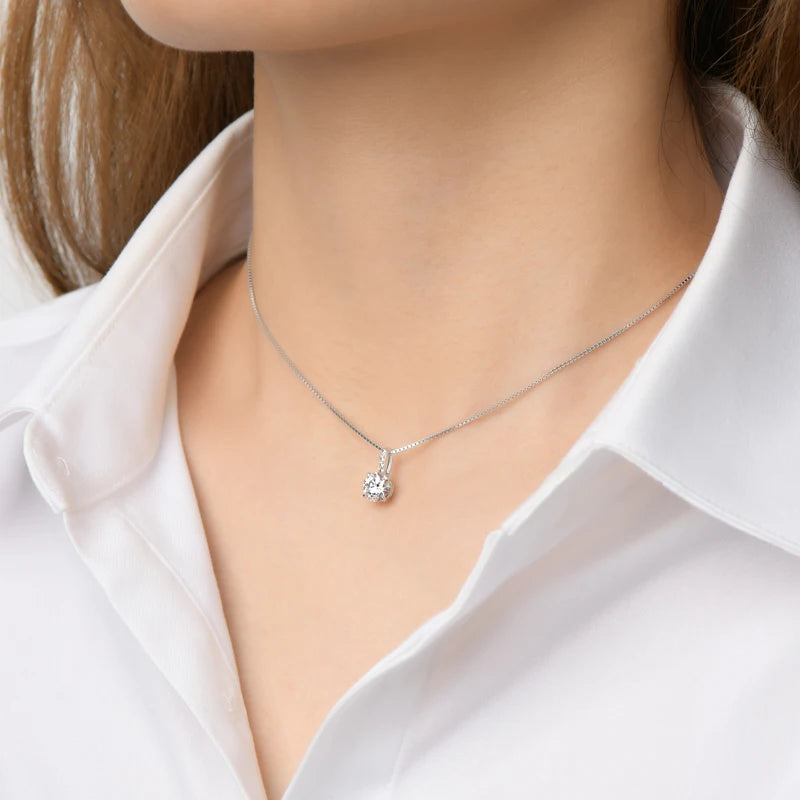 Women's Moissanite Box Chain 925 Sterling Silver Necklace