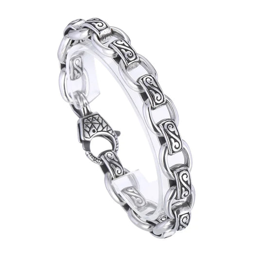 Vintage Stainless Steel Pattern Bracelet for Men 12MM Punk