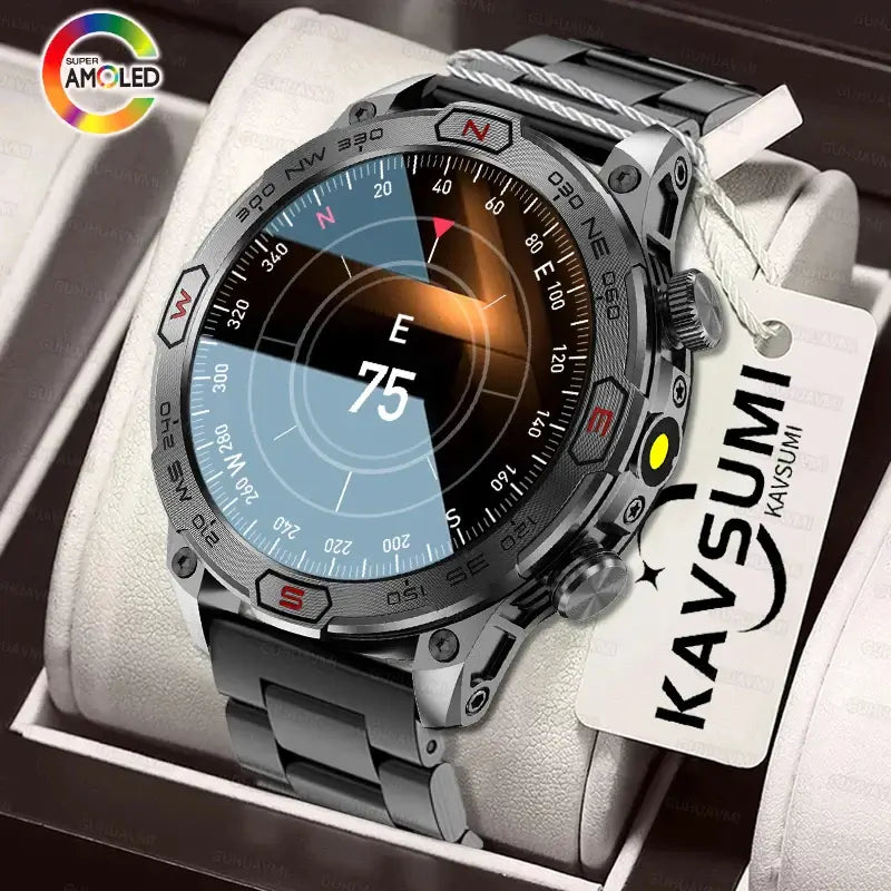 Smart Watch Mens 1.43" AMOLED HD Screen Compass Bluetooth GPS Track. fashion smart Watch,Fit Bit Mens Watch,Mens Smart Watch