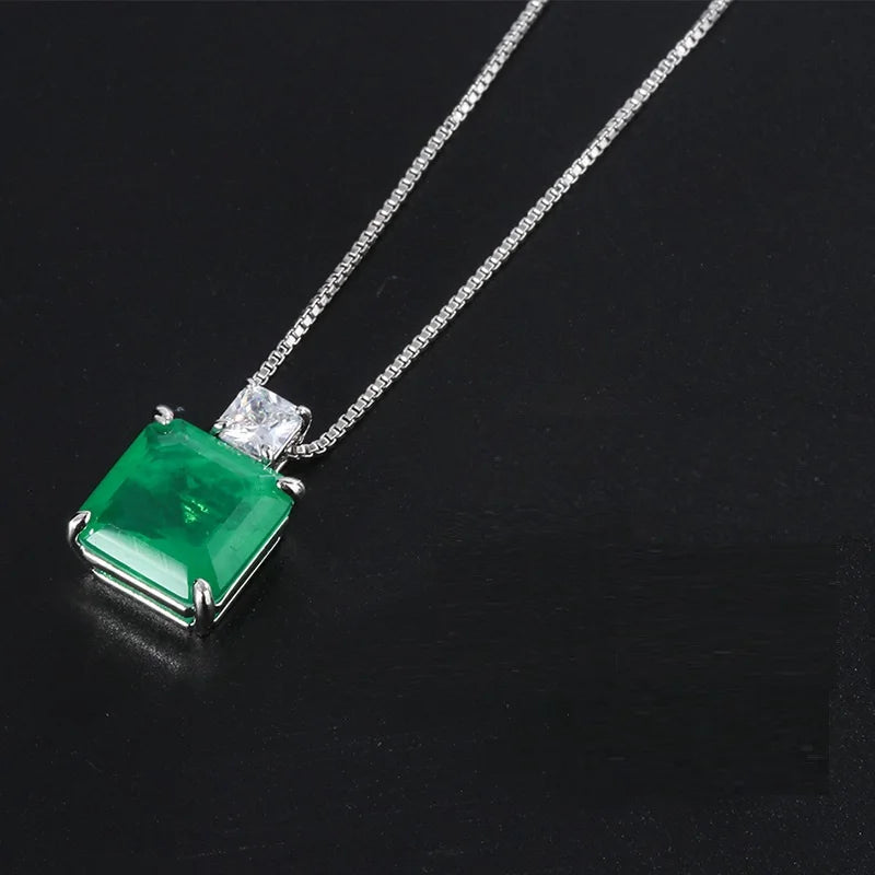 Women's 5.5CT Geometric Silver Copper Gemstones Necklace
