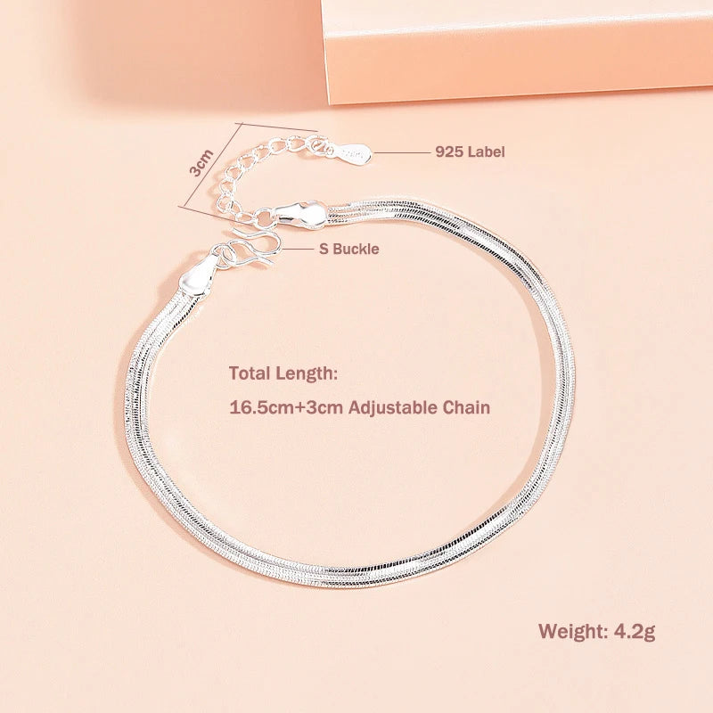 Women's Sterling Silver Three Layer Thread Chain Bracelet