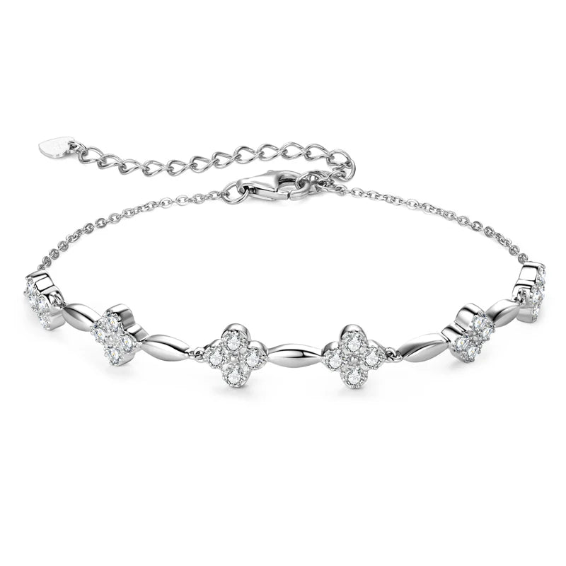Silver 18k Moissanite Gold Plated Flower Bracelet for Women