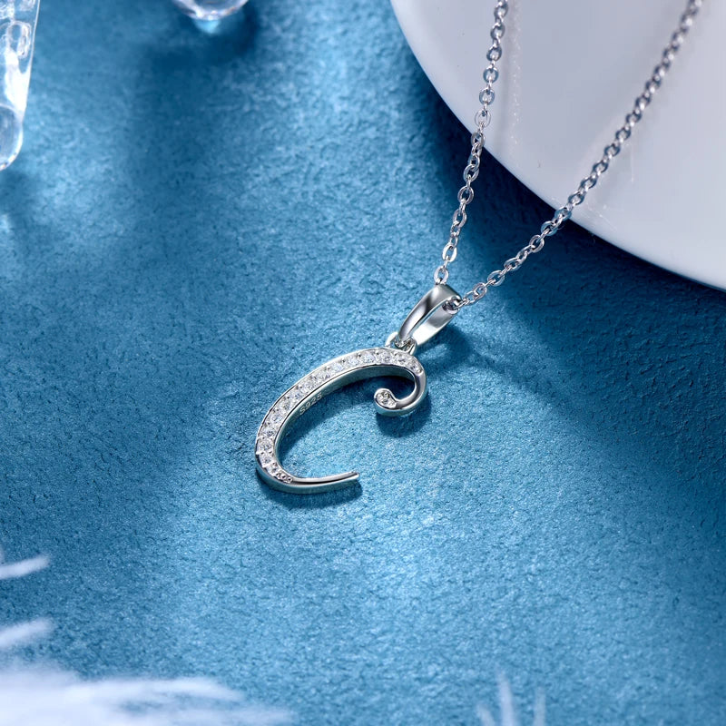 Couples Letter Initial Name Moissanite Necklace 925 Silver
