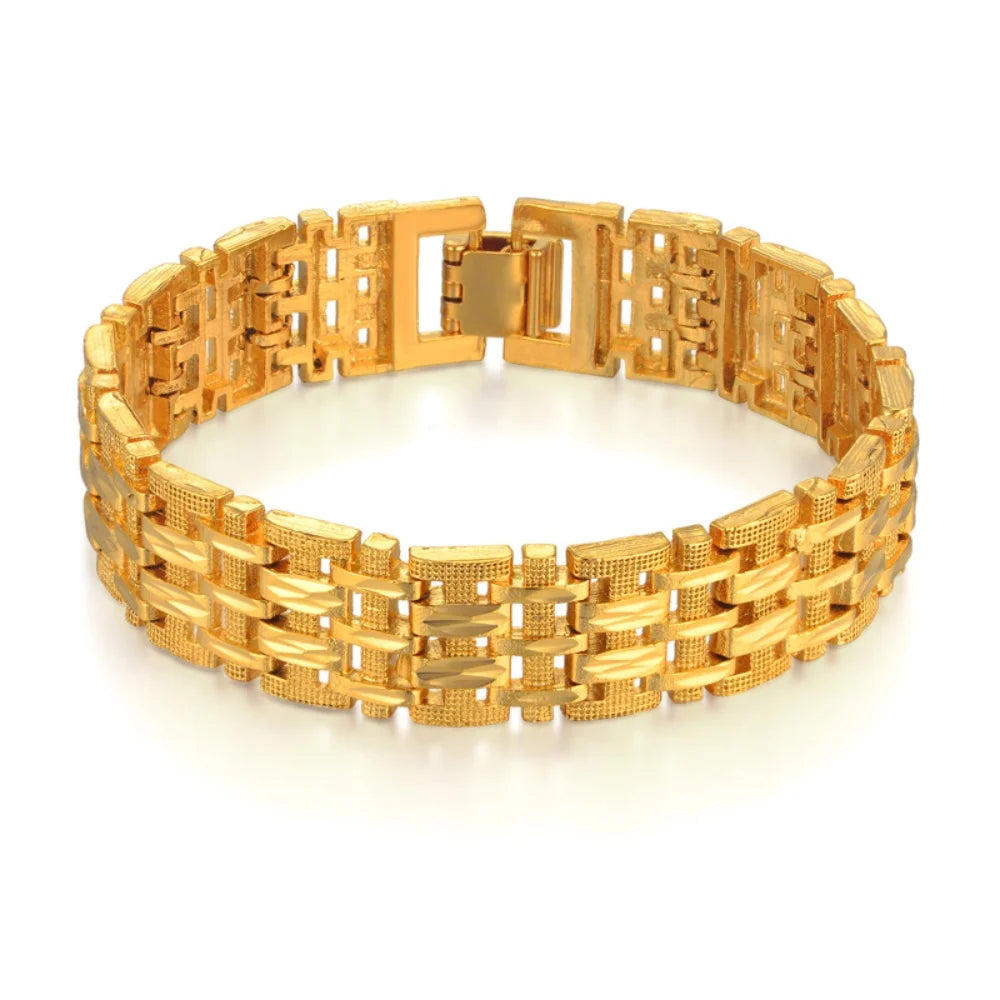 Trendy Thick Chain Mens-Womans Bracelet Gold Plated Chain