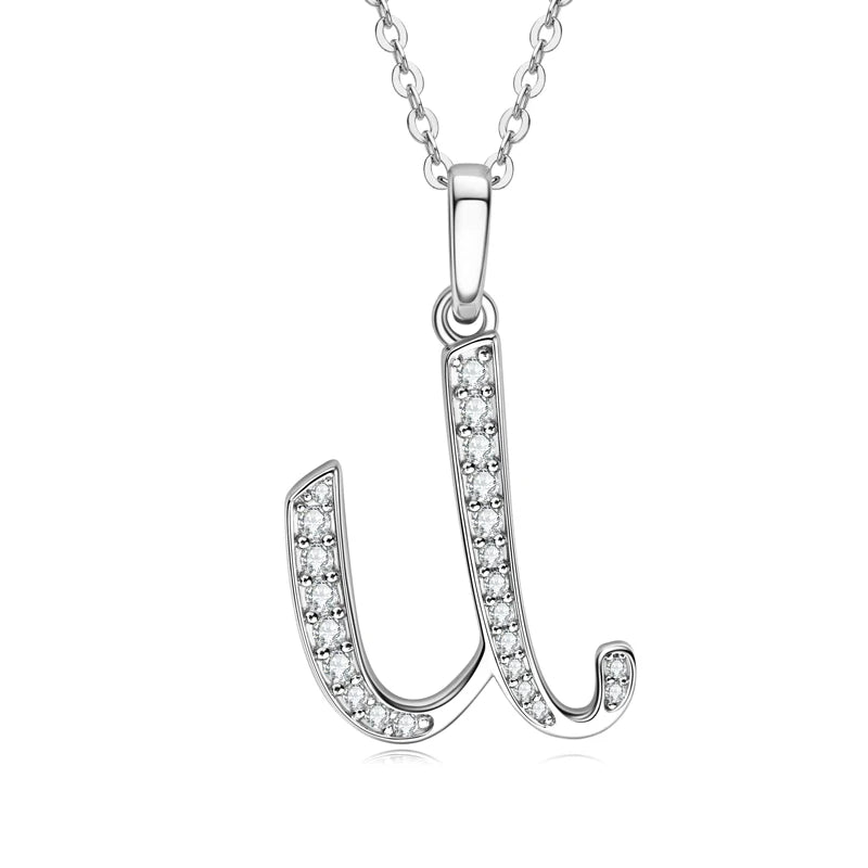 Couples Letter Initial Name Moissanite Necklace 925 Silver