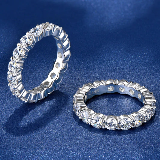 Womens Sterling Silver Round Cut Eternity Wedding Ring