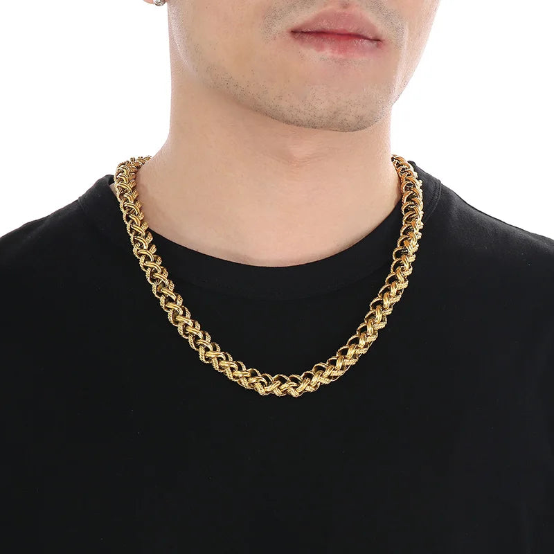 Men's Stainless Steel Chain Link Fashion Twisted Necklace