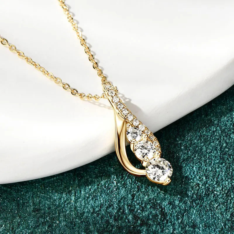 Women's 925 Sterling Silver Adjustable Moissanite Necklace