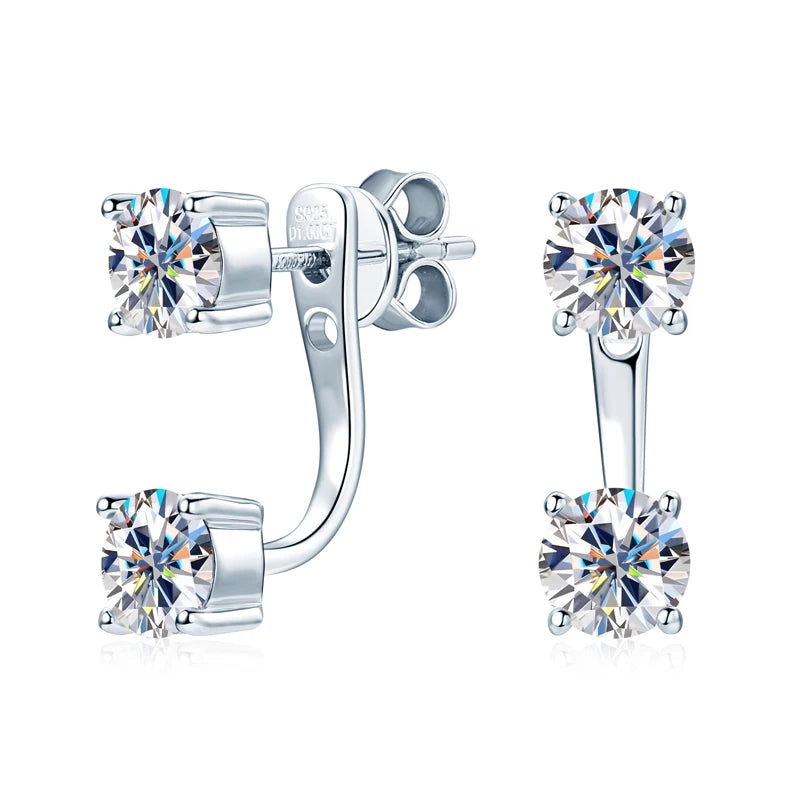 Moissanite Stud Drop Earrings for Women, 925 Silver Piercing