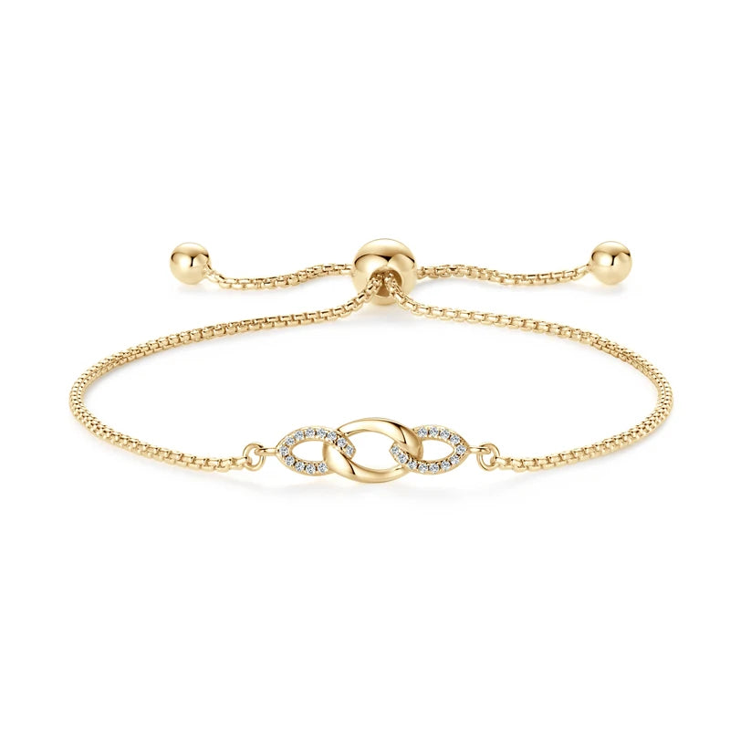 Women Adjustable Moissanite Bracelet Silver Plated Gold