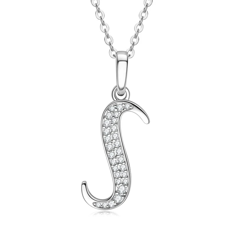 Couples Letter Initial Name Moissanite Necklace 925 Silver