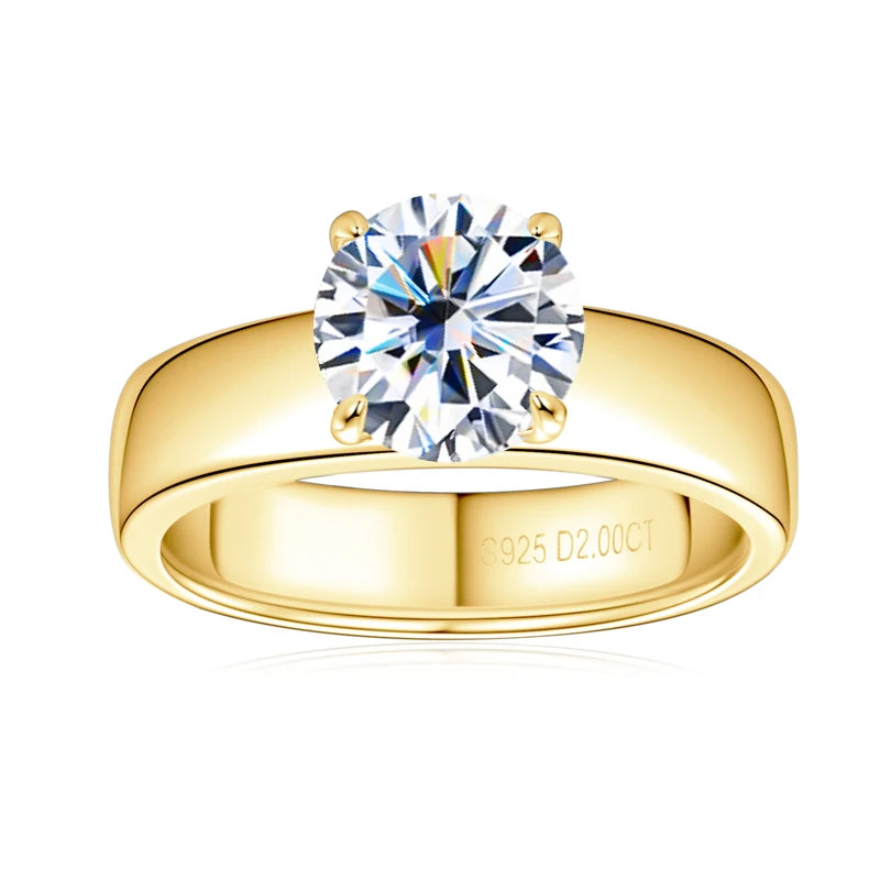 For Women And Men,18k Gold Plated Sliver Moissanite Ring