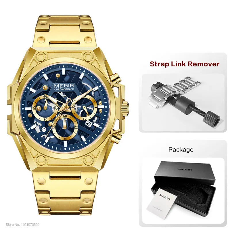 Mens Stainless Steel Dress Wrist Watch Waterproof Chronograph Quartz.