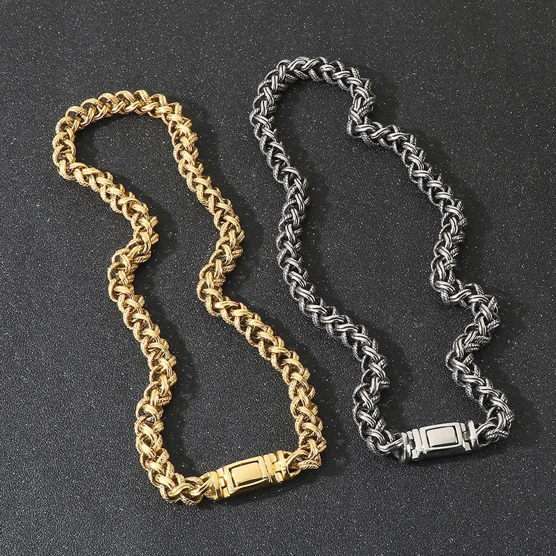 Men's Stainless Steel Chain Link Fashion Twisted Necklace