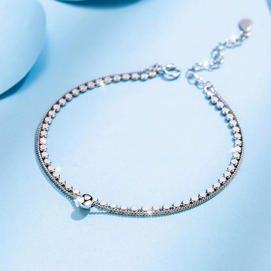 Women's 925 Sterling Silver Bead Double Layer Bracelets