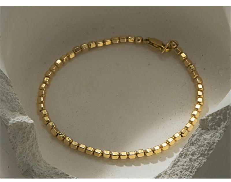 14K Gold Filled Bead Bracelet Handmade Tarnish Resistant for Women.