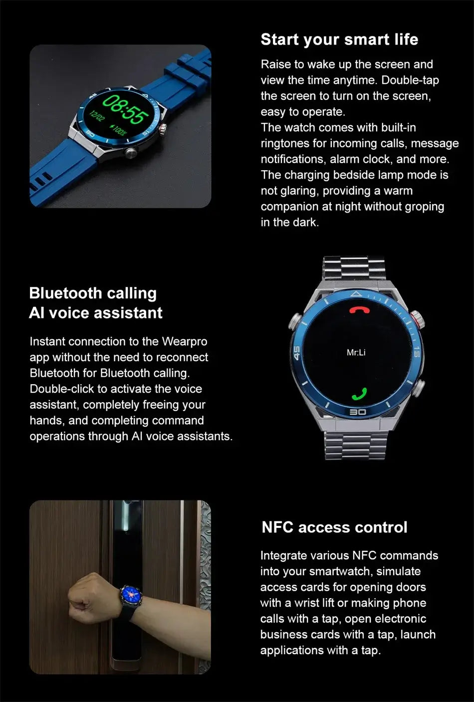 Smart Watch Men GPS Compass Heart Rate ECG+PPG Bluetooth Call. Fit Bit Mens Watch,Mens Smart Watch