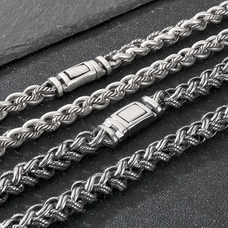 Men's Stainless Steel Chain Link Fashion Twisted Necklace