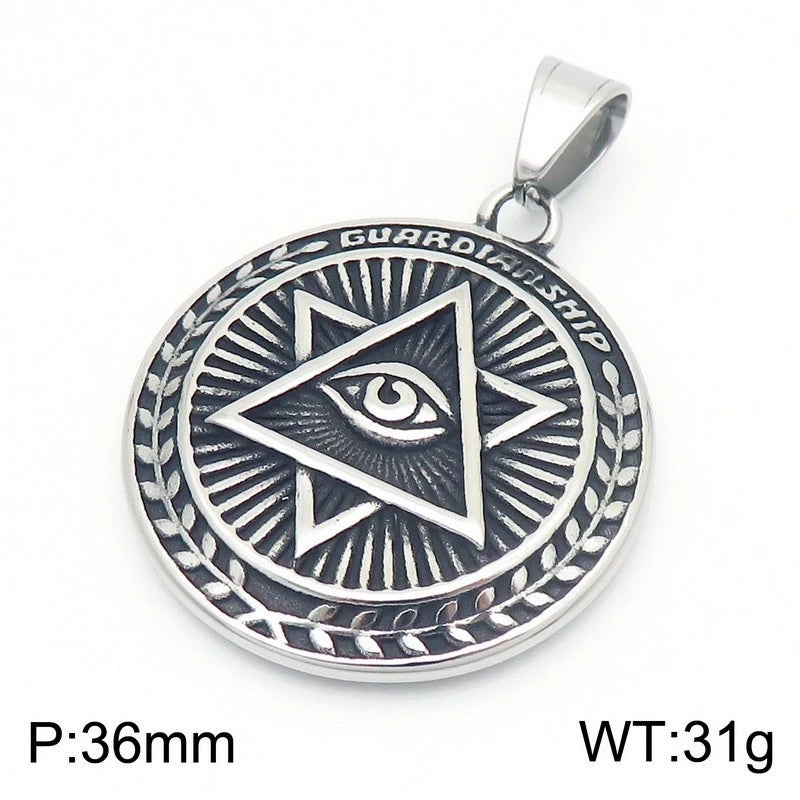 Men's Stainless Steel Chain Link Fashion Hexagram Necklace