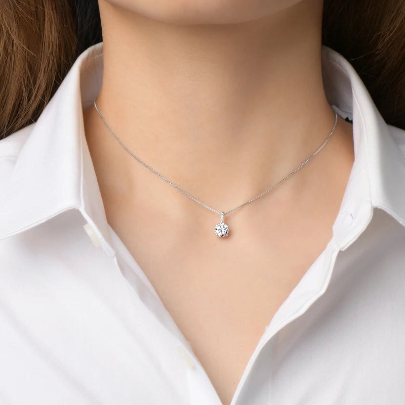 Women's Moissanite Box Chain 925 Sterling Silver Necklace