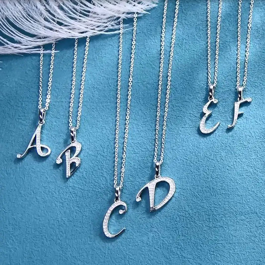Couples Letter Initial Name Moissanite Necklace 925 Silver
