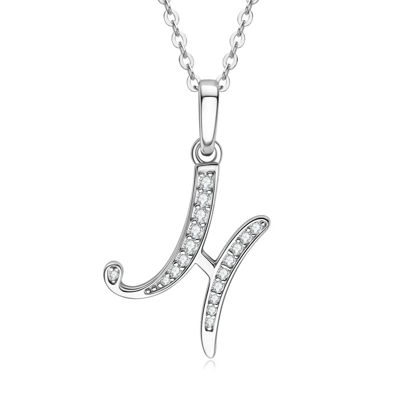 Couples Letter Initial Name Moissanite Necklace 925 Silver
