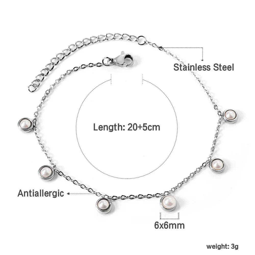 Stainless Steel Anklet for Women Cubic Zirconia Crystal Charm.