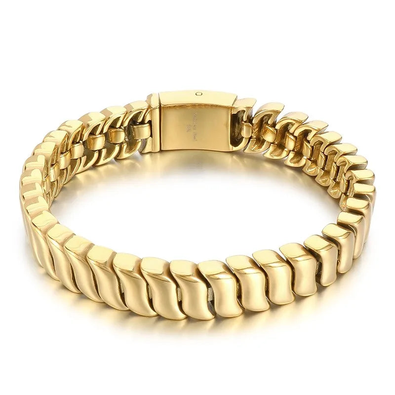 Stainless Steel Keel Chain Bracelet for Men Punk Polished