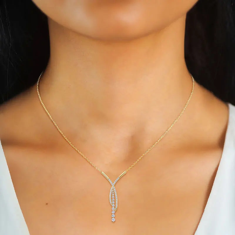 Women's Silver Adjustable Chain Moissanite Y Necklace