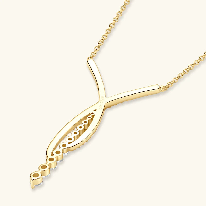 Women's Silver Adjustable Chain Moissanite Y Necklace