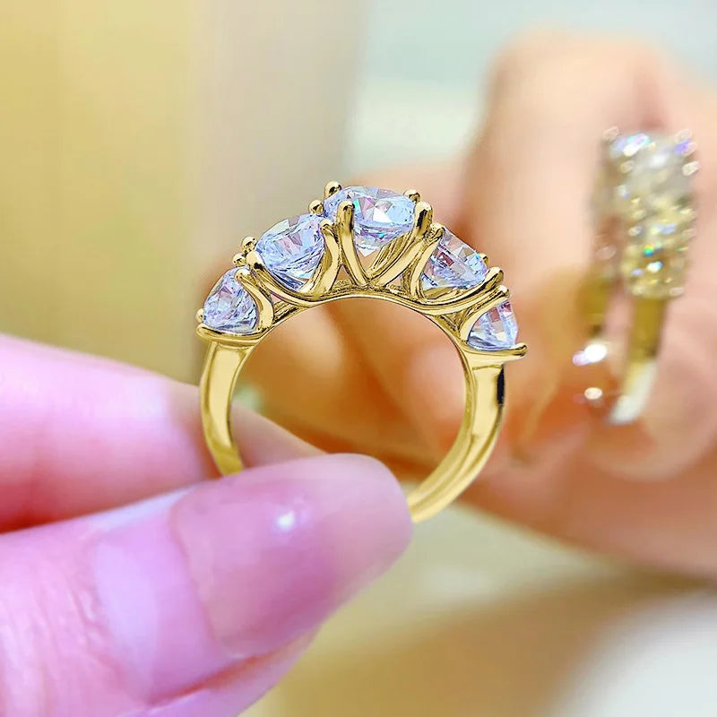 Womens Sterling Silver Engagement Moissanite Diamond Ring