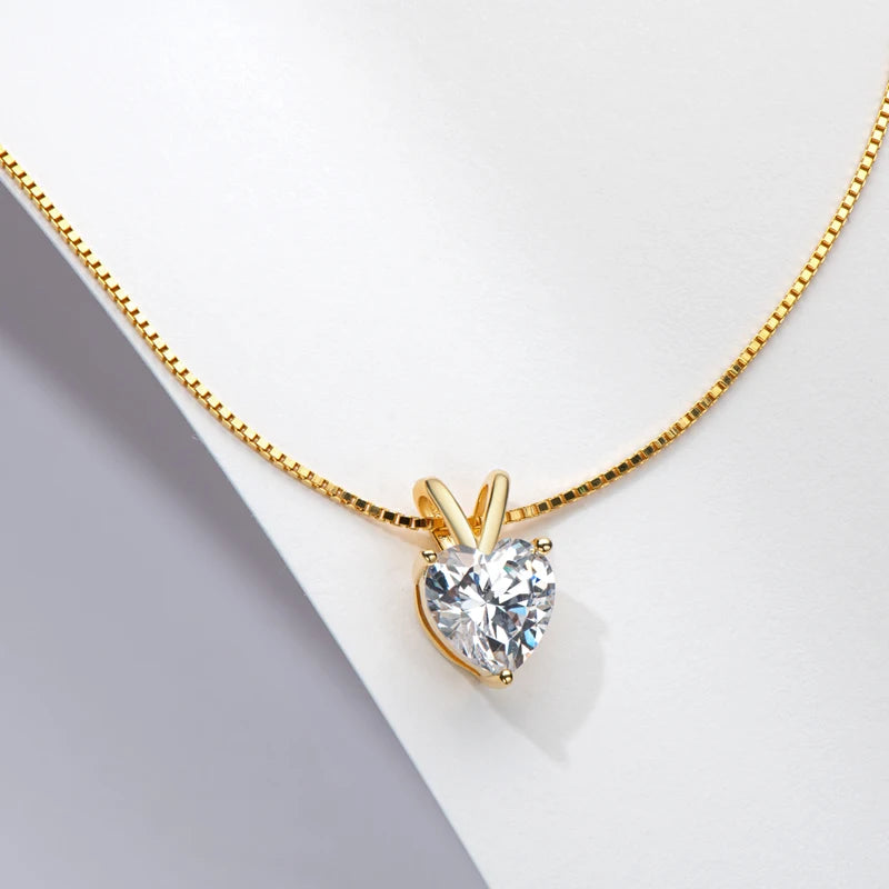 Women's Heart Shape Moissanite Diamond Pendant Necklace