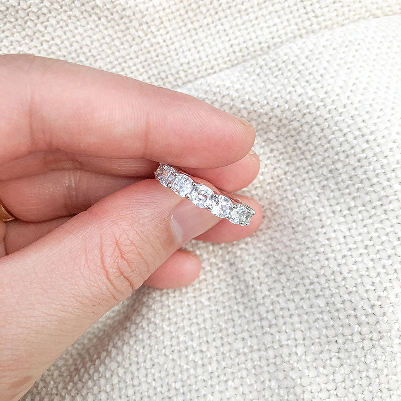 Women's Cushion Cut Sona Simulated Diamond Eternity Rings