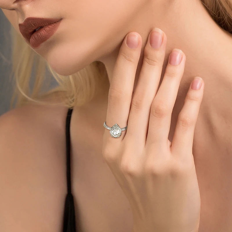 Womens Sliver Pear Cut Moissanite Wedding Promise Ring