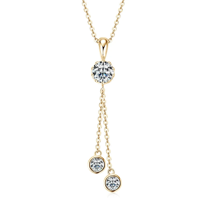 Moissanite Sterling Silver Women's Necklace Y Shape Tassel