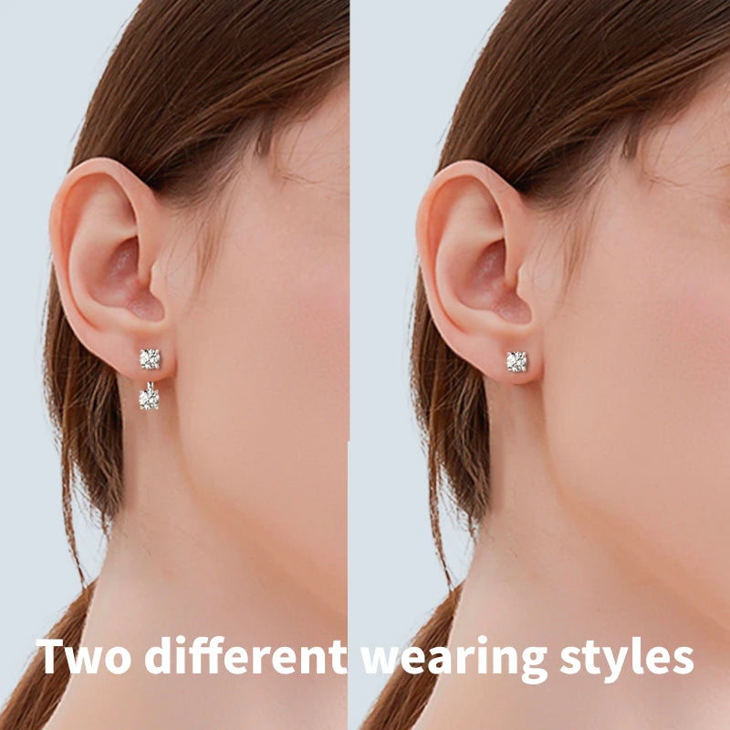 Moissanite Stud Drop Earrings for Women, 925 Silver Piercing