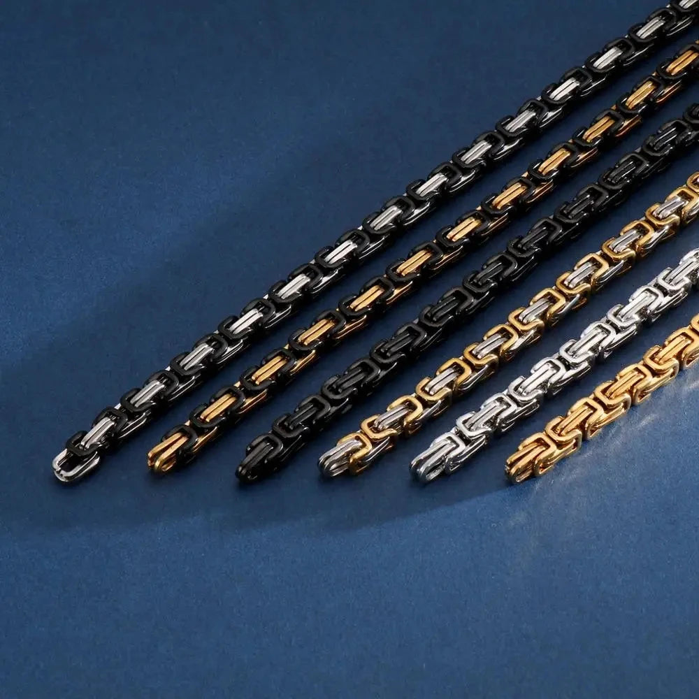 Mens/Women 4/5/6/8mm Byzantine Chain Link Fashion Necklace