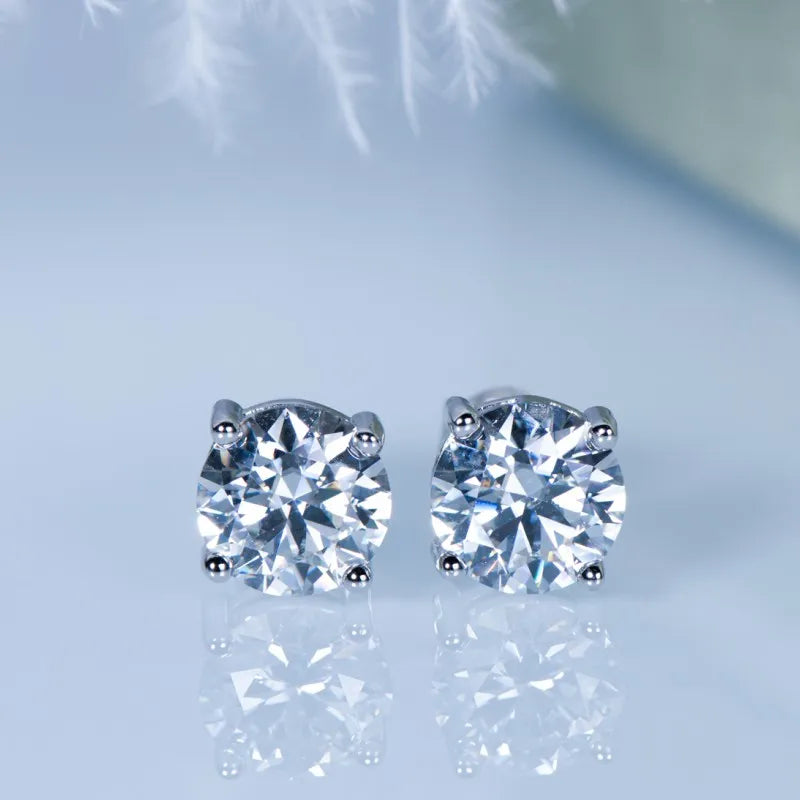 Moissanite Sterling SilverDiamond Stud Earrings for Women