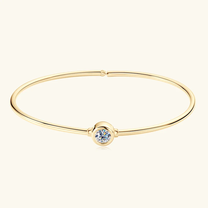 Simple Bangle 925 Silver Bezel Moissanite Bangles for Women