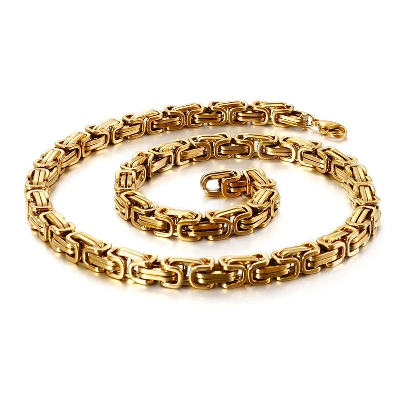 Mens/Women 4/5/6/8mm Byzantine Chain Link Fashion Necklace
