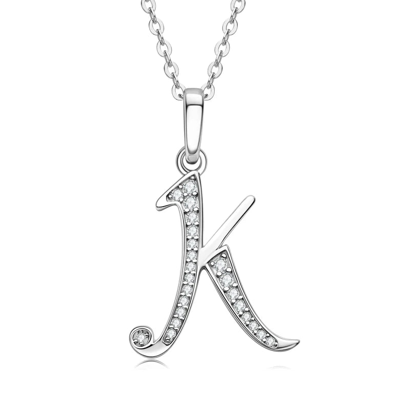 Couples Letter Initial Name Moissanite Necklace 925 Silver