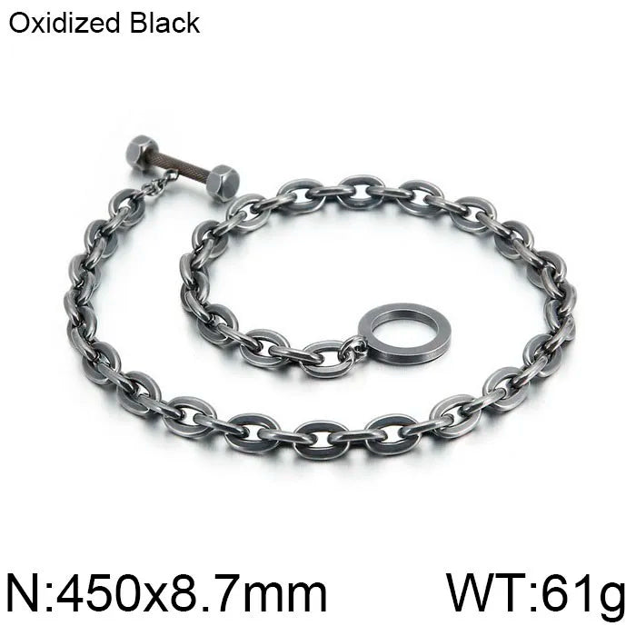 Men's Stainless Steel Matte Chain Link Fashion Necklace