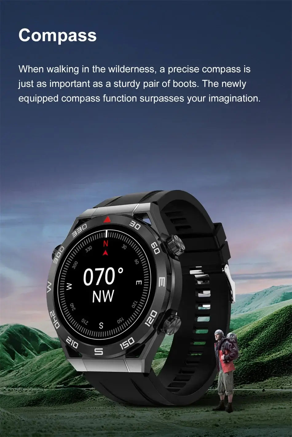 Smart Watch Men GPS Compass Heart Rate ECG+PPG Bluetooth Call. Fit Bit Mens Watch,Mens Smart Watch