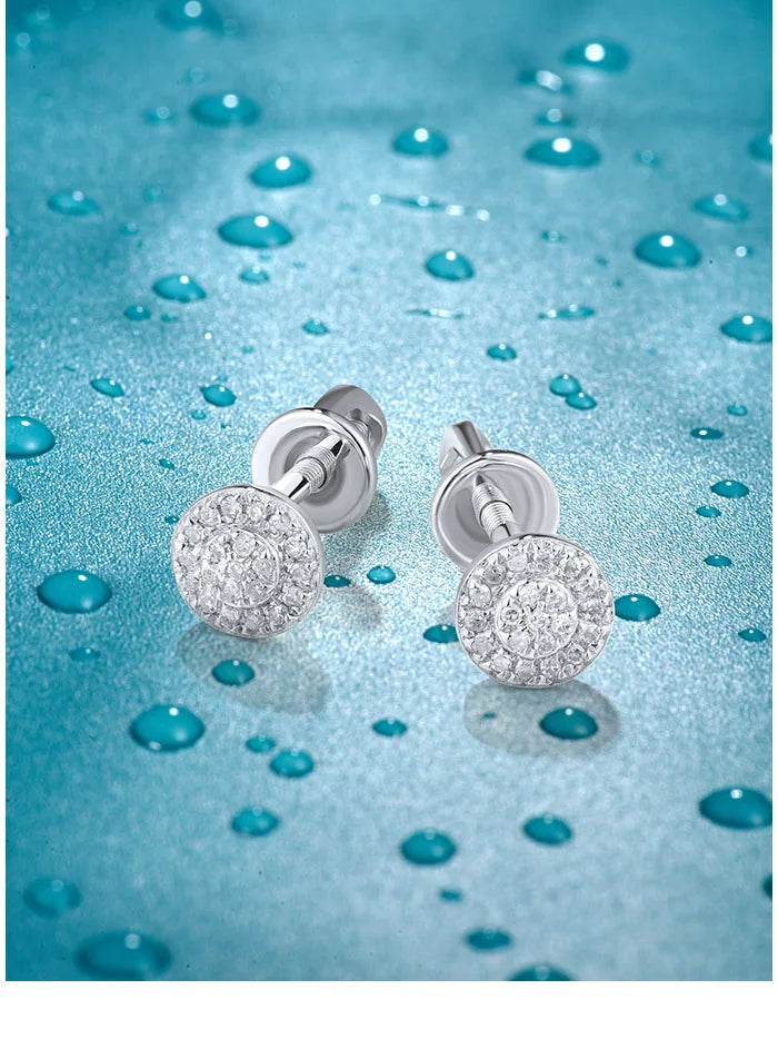 14K 585 White Gold Stud Earrings with Diamonds For Women.