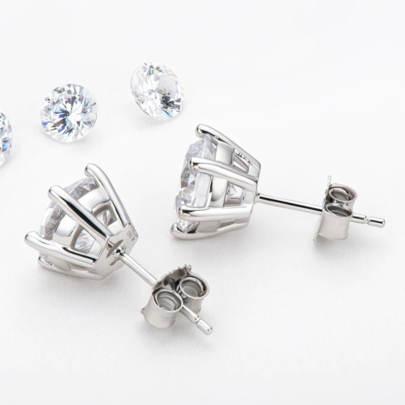 Moissanite  Silver Diamond Women & Mens Stud Earrings